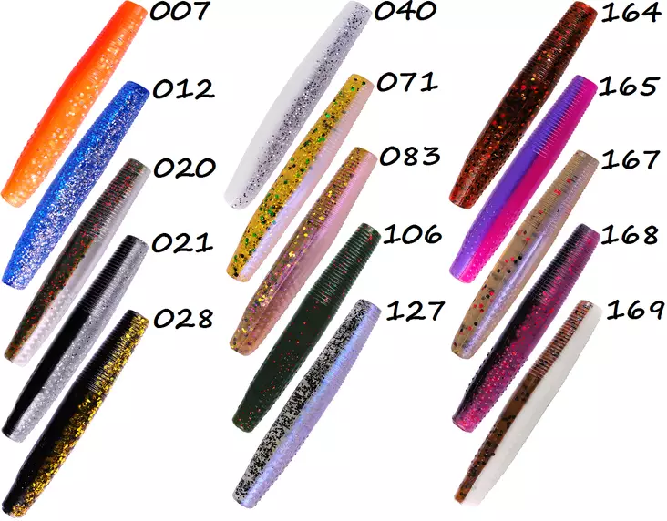 K.P Stickwurm 2,75" Gummiköder, 5 Stück - Jigs und Shads - 5-KPSW275 - 1