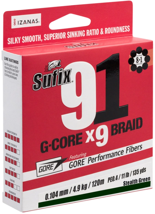 Sufix 91 Braid 150m, Lo-Vis Green - Fishing Lines - 0247777235575 - 1