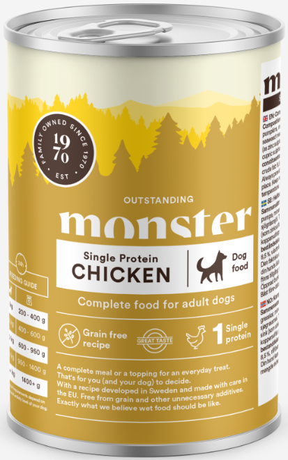 Monster Dog Single Chicken 400g - - 7350040124376 - 1