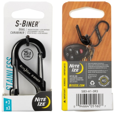 Nite Ize S-Biner Dualkarabiner #2 - Zelte, Schlafmatten und Hängematten - 094664052178 - 1