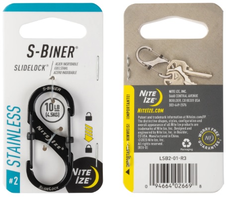 Nite Ize Stainless S-Biner SlideLock #2 - Tält, sovsäckar och hängmattor - 094664026698 - 1