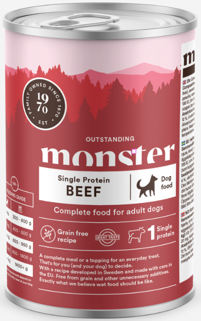 Monster Dog Single Protein Beef 400g - - 7350040124369 - 1
